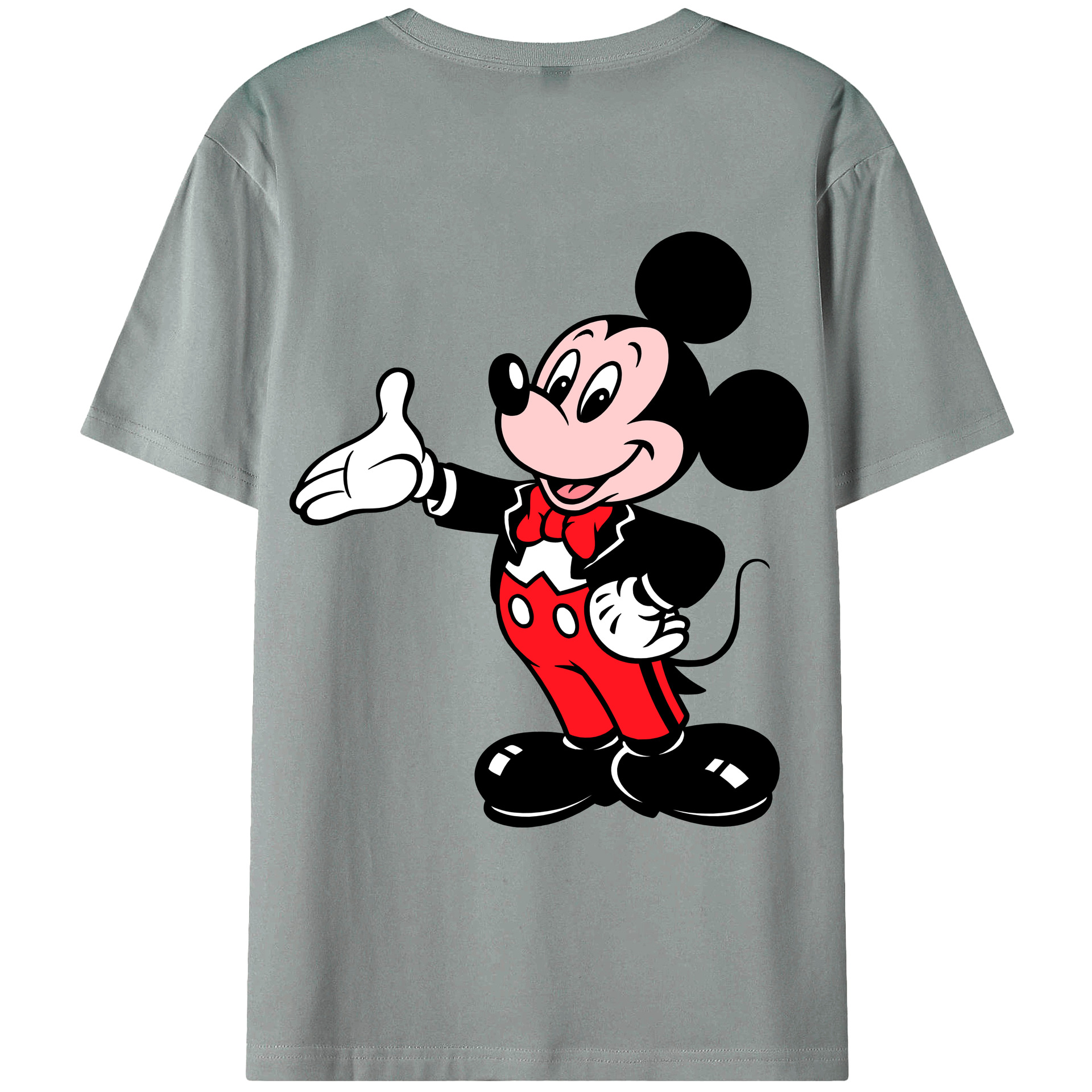 ミッキーマウス Mickey Mouse 綿100％ メンズ半袖Tシャツ（バックプリント） 通気性